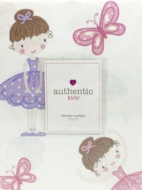 Authentic Kids Pink & Purple Ballerina Shower Curtain